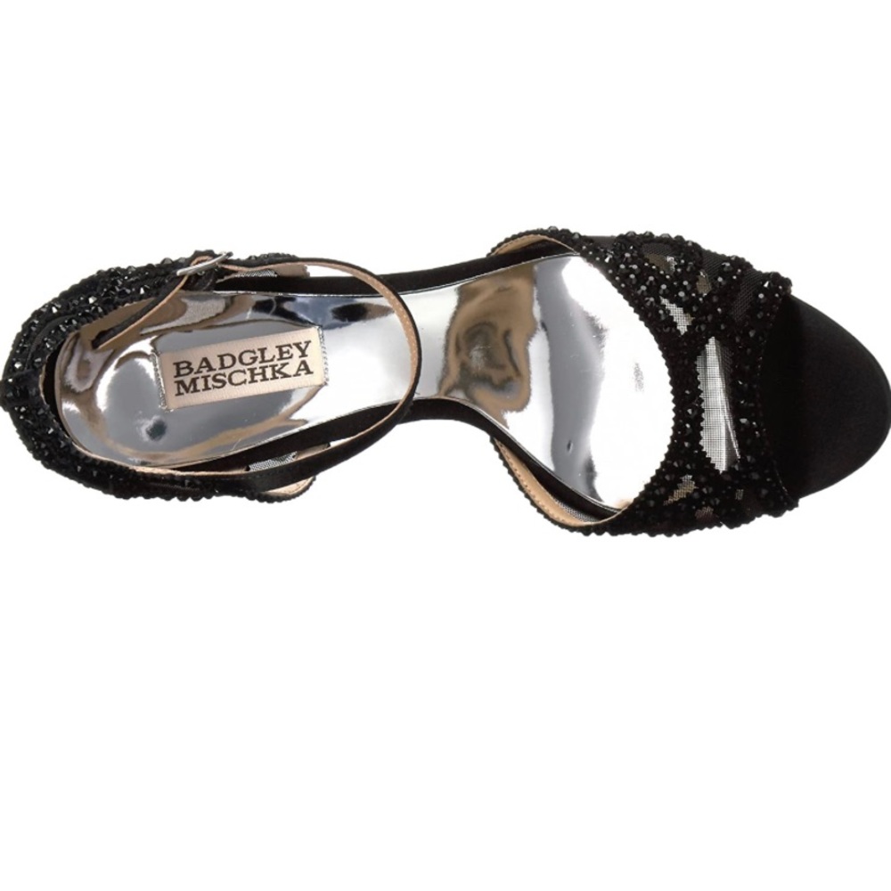 BADGLEY MISCHKA HEELS IN BLACK WITH RHINESTONES - Picture 3 of 6